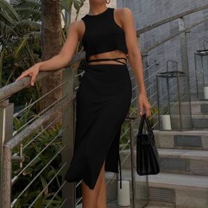 DANIELLE BERNSTEIN WEWOREWHAT Pull on Tie Wrap Belt Midi Skirt Size XL